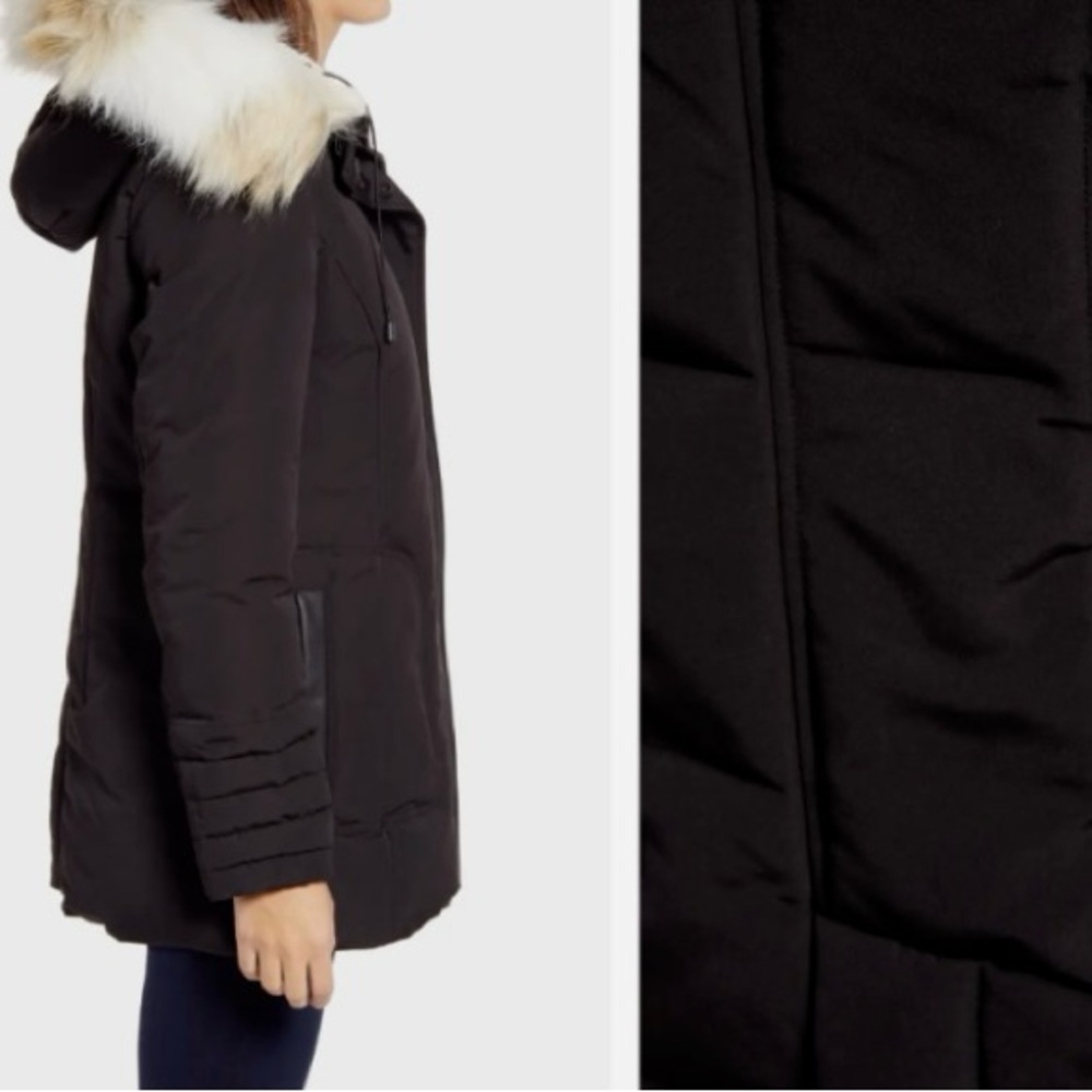 SAM EDELMAN Black Parka Faux Fur
Removeable Hooded Jacket Size S Water
Resistant - Picture 2 of 15